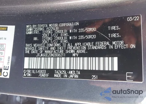 2022 Lexus Nx 350 F Sport Handling z USA, uszkodzony, nr VIN JTJKGCEZ0N2006211